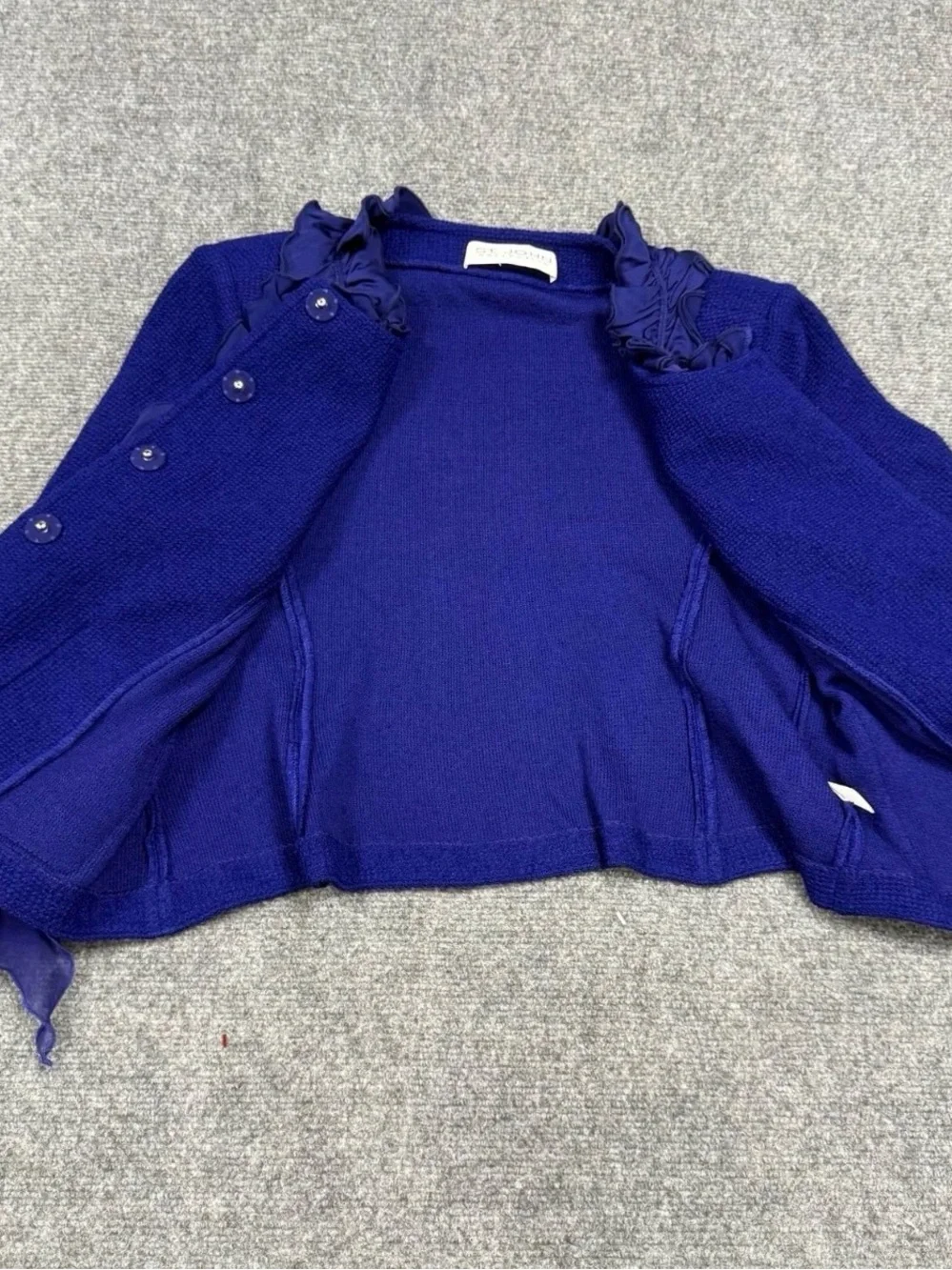 St. John Collection Blue knit skirt suit features a jacket Size 12